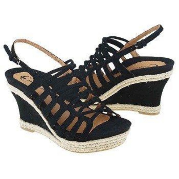 Earthies SALETTA WEDGE  NEW in Box Black Suede - Picture 1 of 8